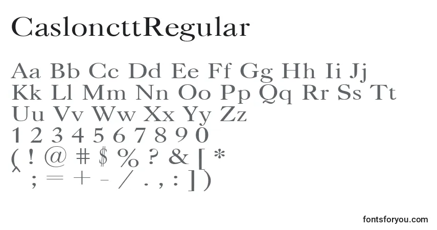 A fonte CasloncttRegular – alfabeto, números, caracteres especiais