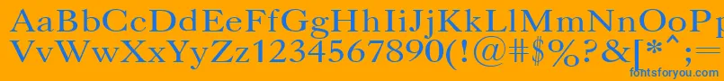 CasloncttRegular-Schriftart – Blaue Schriften auf orangefarbenem Hintergrund