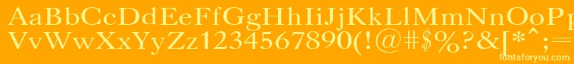 CasloncttRegular-Schriftart – Gelbe Schriften auf orangefarbenem Hintergrund