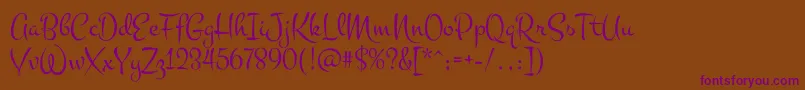 Montez-Schriftart – Violette Schriften auf braunem Hintergrund