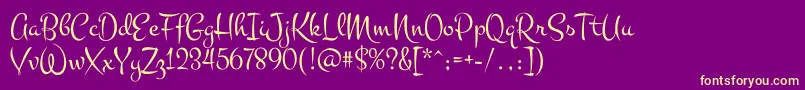Montez-Schriftart – Gelbe Schriften auf violettem Hintergrund