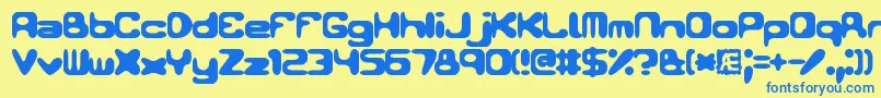 フォントConduit2Brk – 青い文字が黄色の背景にあります。