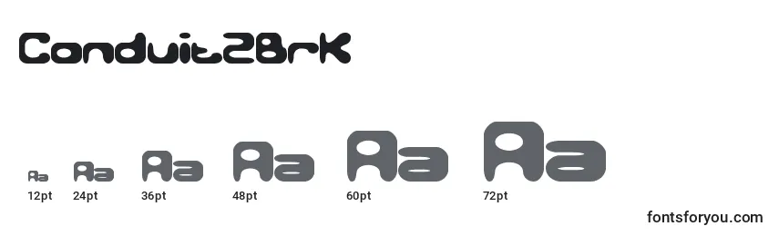 Conduit2Brk Font Sizes