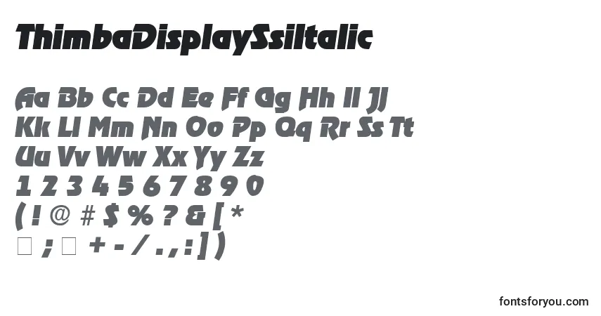 Czcionka ThimbaDisplaySsiItalic – alfabet, cyfry, specjalne znaki