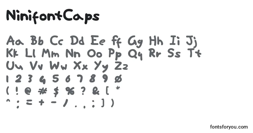 A fonte NinifontCaps – alfabeto, números, caracteres especiais