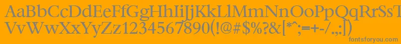 BernsteinserialRegular-Schriftart – Graue Schriften auf orangefarbenem Hintergrund