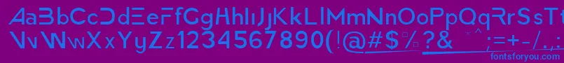 フォントAmericaFasterLight – 紫色の背景に青い文字