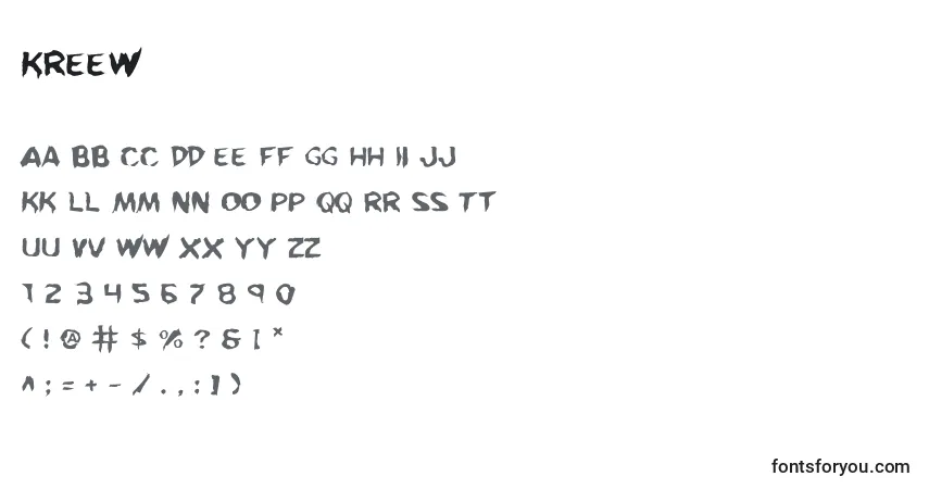 Schriftart Kreew – Alphabet, Zahlen, spezielle Symbole
