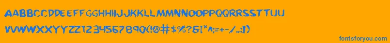 Kreew-Schriftart – Blaue Schriften auf orangefarbenem Hintergrund