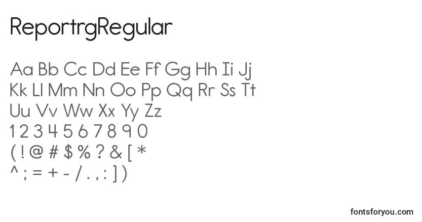 A fonte ReportrgRegular – alfabeto, números, caracteres especiais