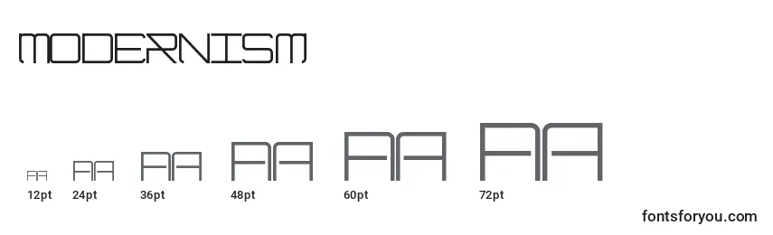 Размеры шрифта Modernism