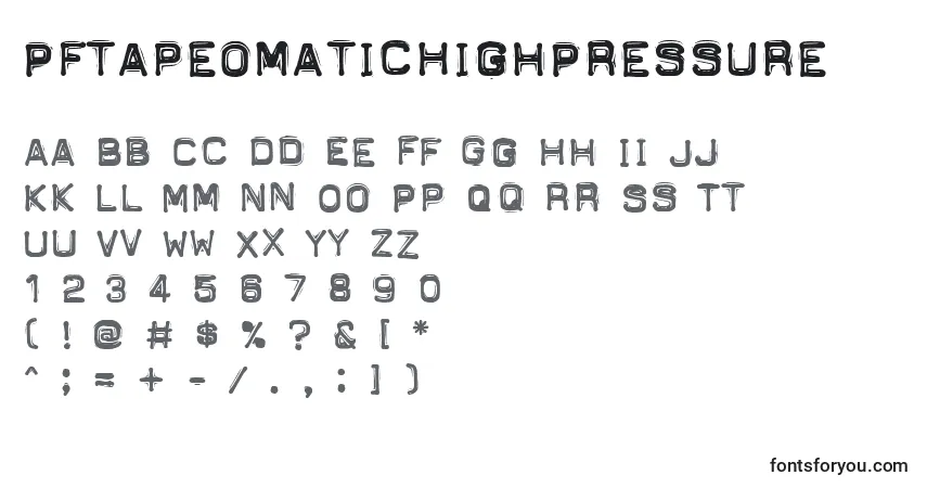 A fonte PftapeomaticHighPressure – alfabeto, números, caracteres especiais