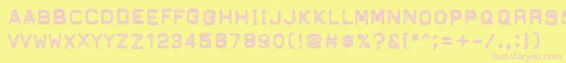 PftapeomaticHighPressure-Schriftart – Rosa Schriften auf gelbem Hintergrund
