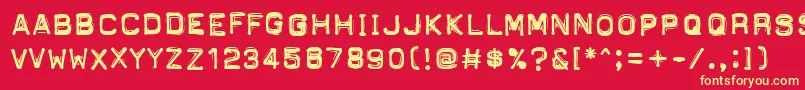 フォントPftapeomaticHighPressure – 黄色の文字、赤い背景