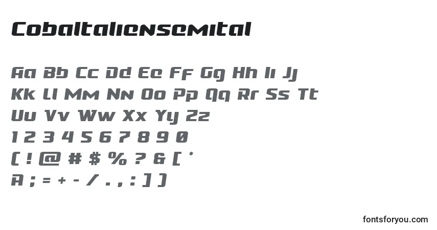Шрифт Cobaltaliensemital – алфавит, цифры, специальные символы