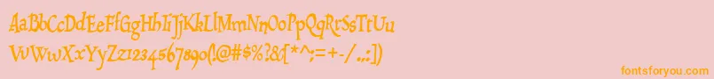 フォントDraculon – オレンジの文字がピンクの背景にあります。