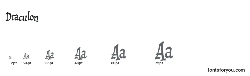 Размеры шрифта Draculon