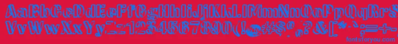 CwRoundwriteNormal-fontti – siniset fontit punaisella taustalla