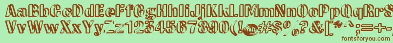 Шрифт CwRoundwriteNormal – коричневые шрифты на зелёном фоне