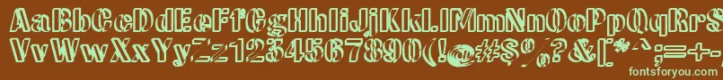 CwRoundwriteNormal-fontti – vihreät fontit ruskealla taustalla