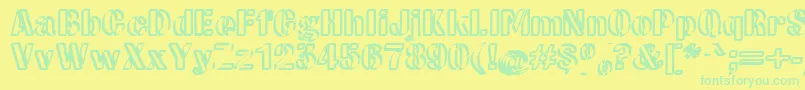CwRoundwriteNormal-fontti – vihreät fontit keltaisella taustalla