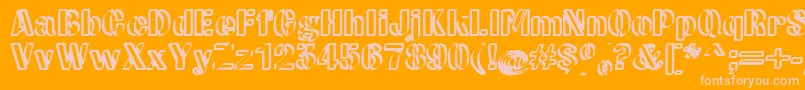 CwRoundwriteNormal-fontti – vaaleanpunaiset fontit oranssilla taustalla