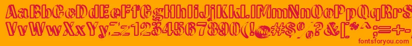 CwRoundwriteNormal Font – Red Fonts on Orange Background