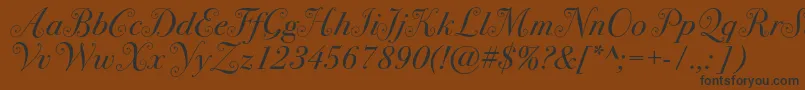Bodoni72swashc-Schriftart – Schwarze Schriften auf braunem Hintergrund
