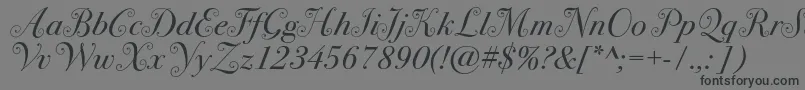 Bodoni72swashc-fontti – mustat fontit harmaalla taustalla