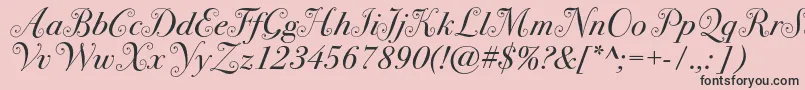 Bodoni72swashc-fontti – mustat fontit vaaleanpunaisella taustalla