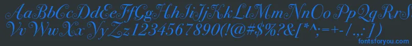 フォントBodoni72swashc – 黒い背景に青い文字