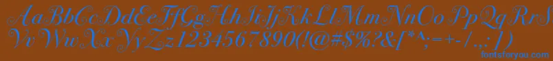 Bodoni72swashc-fontti – siniset fontit ruskealla taustalla