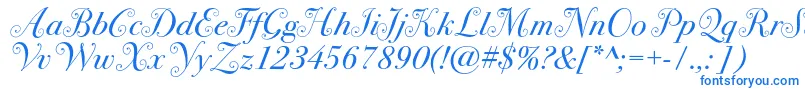 フォントBodoni72swashc – 白い背景に青い文字
