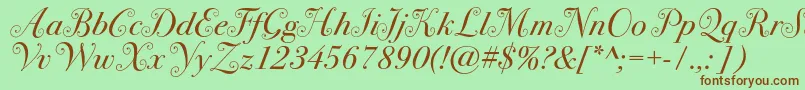 Fonte Bodoni72swashc – fontes marrons em um fundo verde