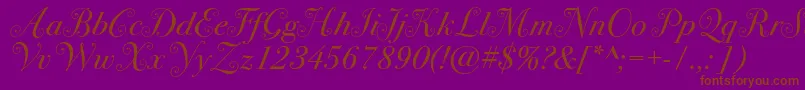 Czcionka Bodoni72swashc – brązowe czcionki na fioletowym tle