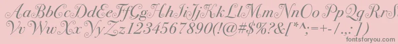 Czcionka Bodoni72swashc – szare czcionki na różowym tle