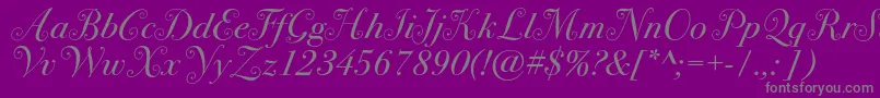 フォントBodoni72swashc – 紫の背景に灰色の文字