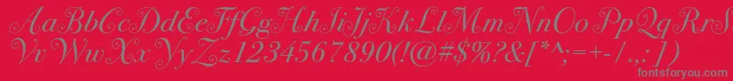 フォントBodoni72swashc – 赤い背景に灰色の文字