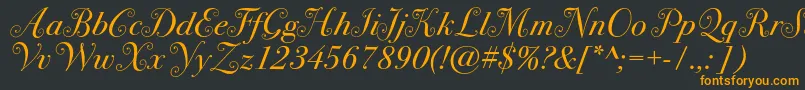 フォントBodoni72swashc – 黒い背景にオレンジの文字