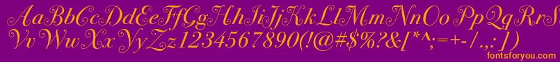 Bodoni72swashc-fontti – oranssit fontit violetilla taustalla