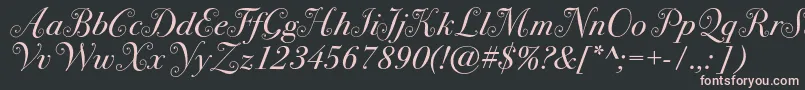 Bodoni72swashc-fontti – vaaleanpunaiset fontit mustalla taustalla