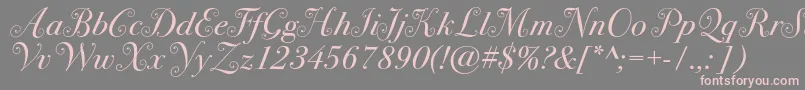 Bodoni72swashc-Schriftart – Rosa Schriften auf grauem Hintergrund