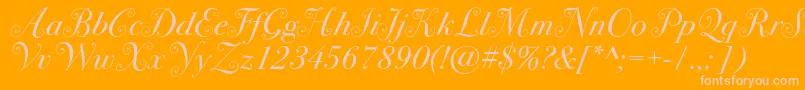 Bodoni72swashc-fontti – vaaleanpunaiset fontit oranssilla taustalla