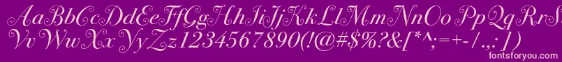 Bodoni72swashc-fontti – vaaleanpunaiset fontit violetilla taustalla