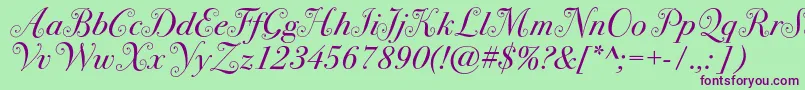 フォントBodoni72swashc – 緑の背景に紫のフォント