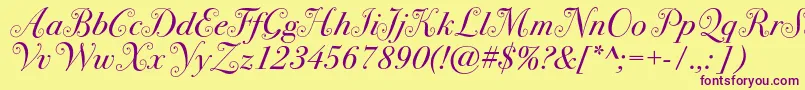 Шрифт Bodoni72swashc – фиолетовые шрифты на жёлтом фоне