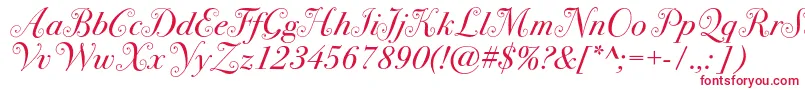 Bodoni72swashc-fontti – punaiset fontit valkoisella taustalla