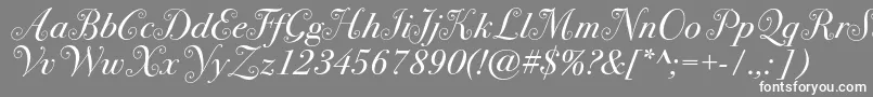 Bodoni72swashc-Schriftart – Weiße Schriften auf grauem Hintergrund