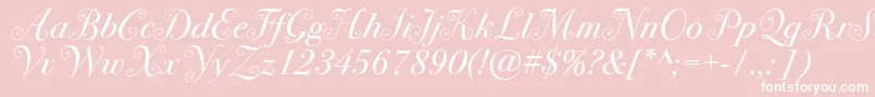 Bodoni72swashc-Schriftart – Weiße Schriften auf rosa Hintergrund