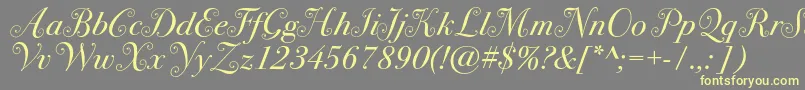Bodoni72swashc-fontti – keltaiset fontit harmaalla taustalla